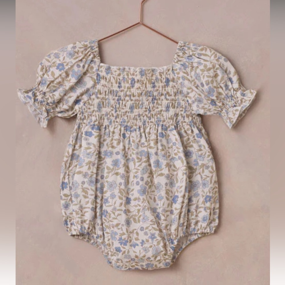 Noralee Floral Baby Romper with Puff Sleeves